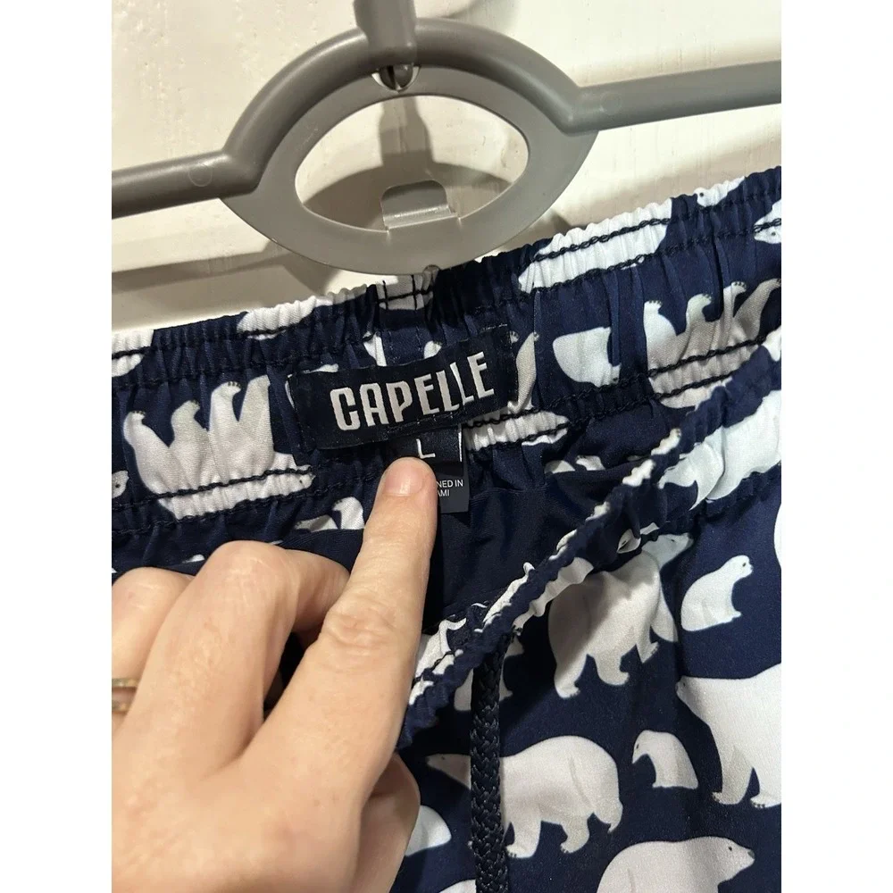 Capelle Miami Men's Swim Trunks Size L Large Blue White Polar Bear Board Shorts